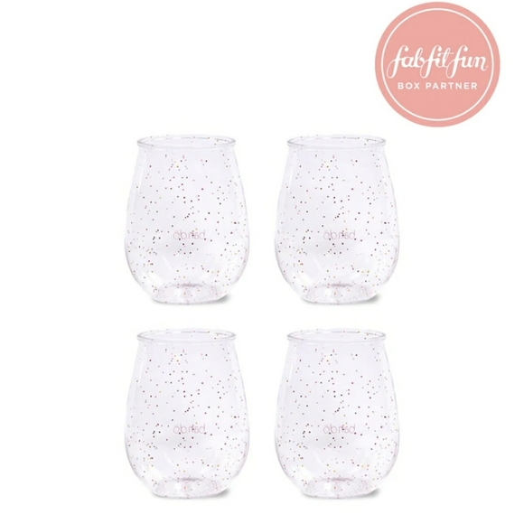 ban.do Dining Bando Stemless Acrylic Wine Glasses With Glitter